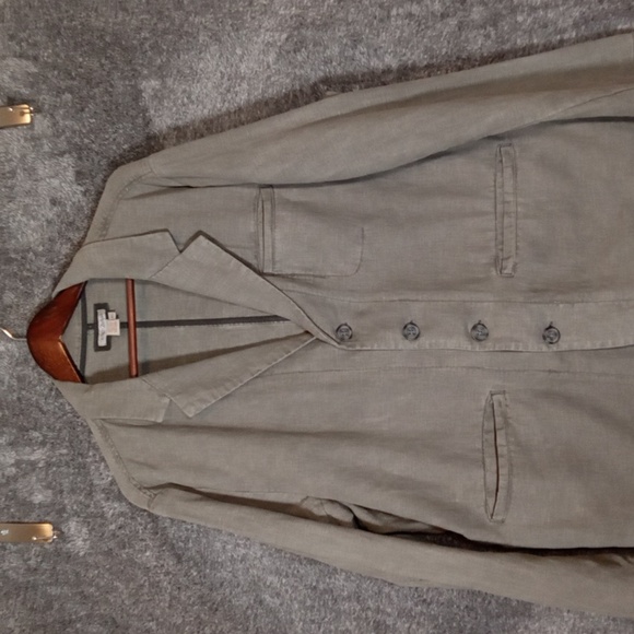 Carbon 2 Colbatvmens Enigma Blazer Ash Gray Linen Cotton Button Business Sz XL - Picture 2 of 10